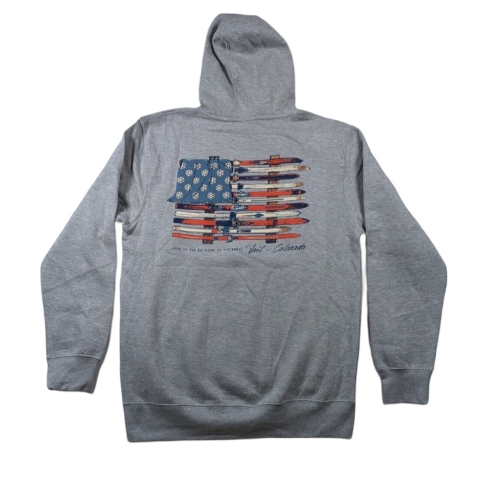 Lane Seven Unisex Vail Colorado Gray Hoodie Sweatshirt NWOT Size M